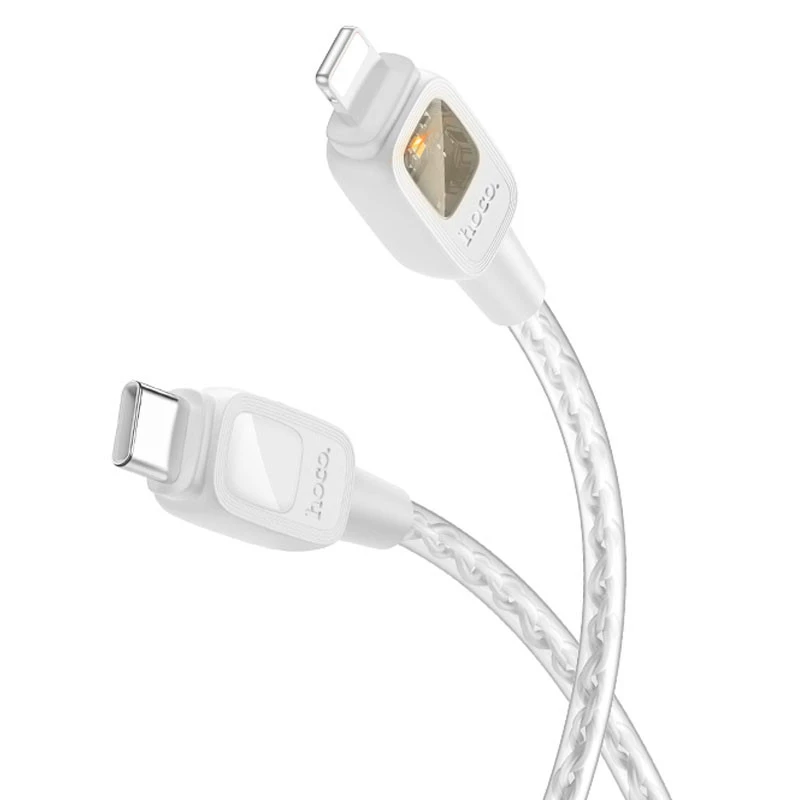 Дата кабель Hoco U124 Stone silicone power-off Type-C to Lightning – Gray. Фото 2 з 6