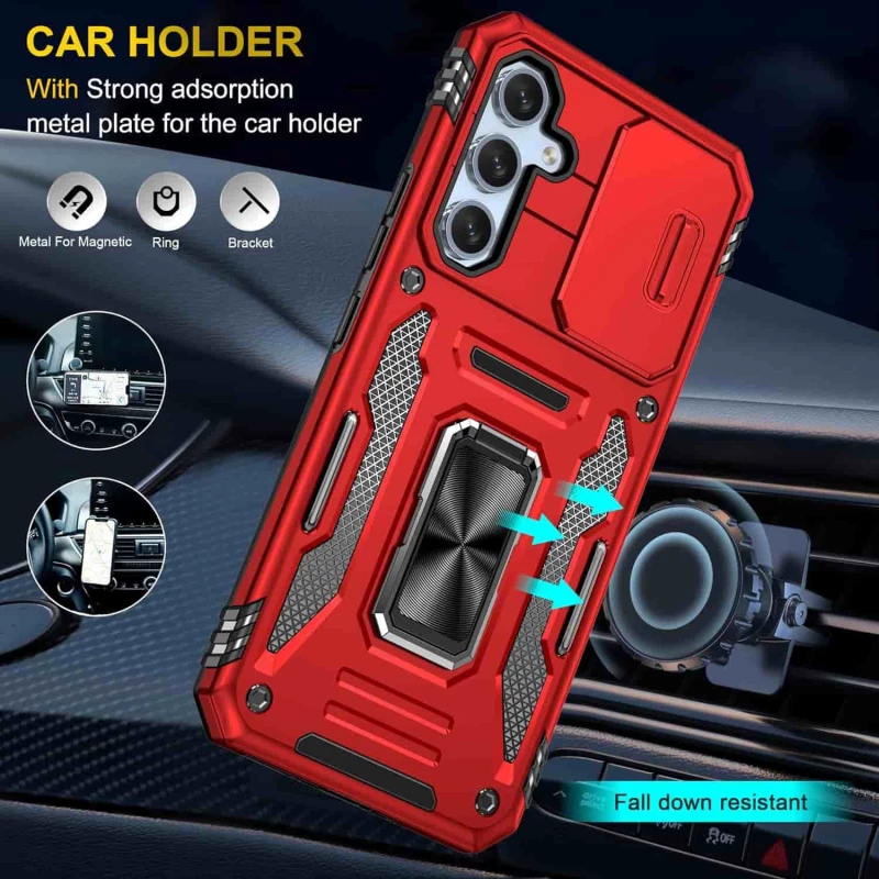 Ударостійкий чохол Square Ring зi шторкою на камеру на Samsung Galaxy A36 5G – Червоний / Red. Фото 4 з 17