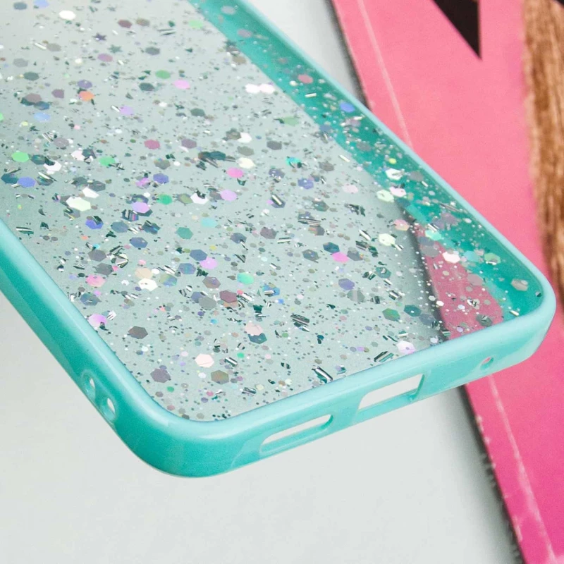 Чохол з блискітками та захистом камери на Xiaomi Redmi Note 12 4G – Бірюзовий. Фото 8 з 8