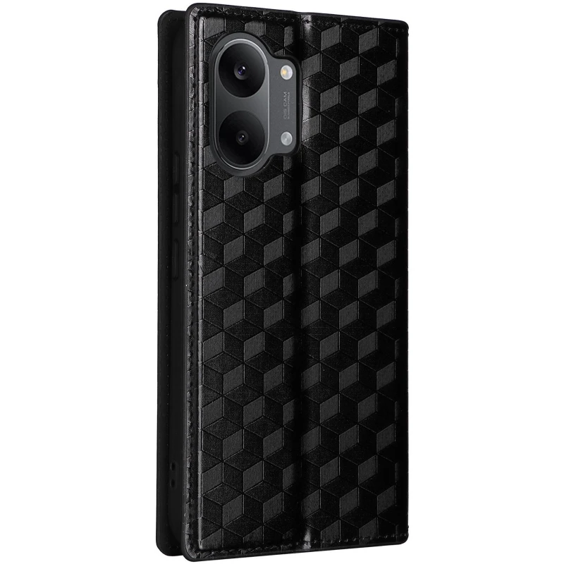 Кожаный чехол-книжка Rhombus Book для Xiaomi Poco X8 Pro Max – Black. Фото 2 из 7