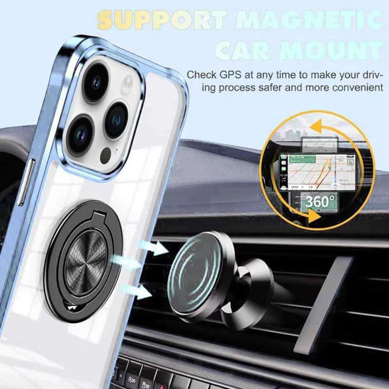 TPU+PC чохол Kickstand Color на Apple iPhone 14 Pro Max (6.7") – Синій / Чорний. Фото 3 з 10