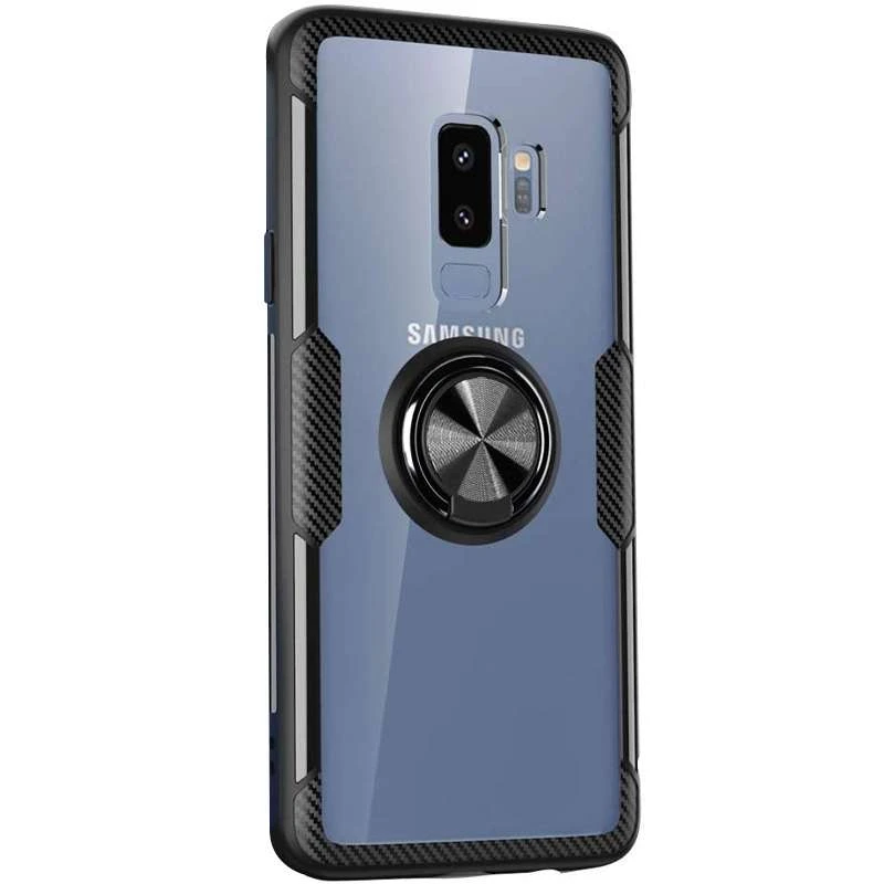 

Чехол Deen CrystalRing с магнитным кольцом для Samsung Galaxy S9+ (Бесцветный / Черный), Безбарвний / чорний