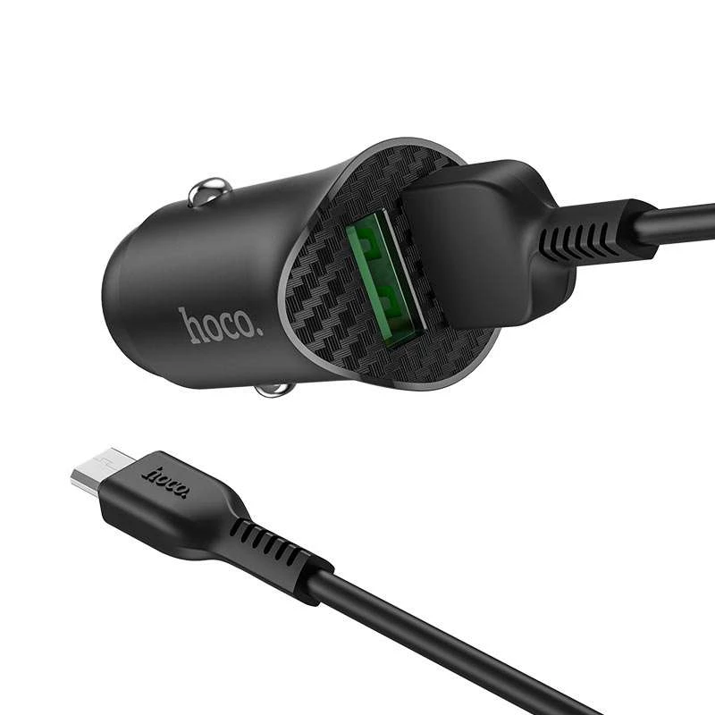 АЗУ Hoco Z39 QC3.0 (2USB) + MicroUSB – Черный. Фото 3 из 7