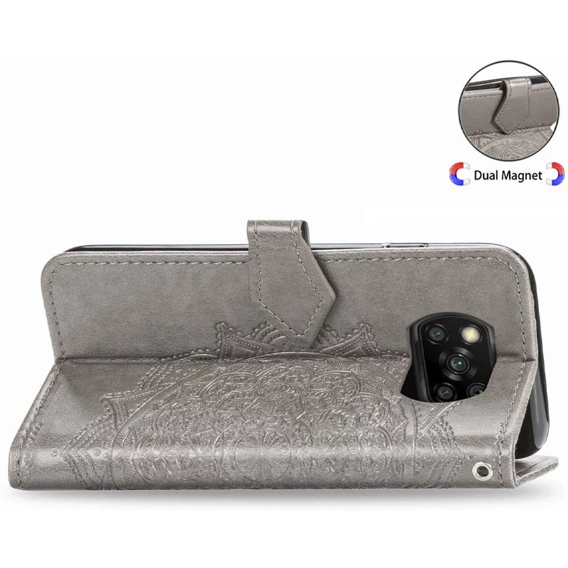 Шкіряний чохол-книжка Art Case з візитницею для Xiaomi Poco X3 NFC / Poco X3 Pro – Сірий. Фото 3 з 4