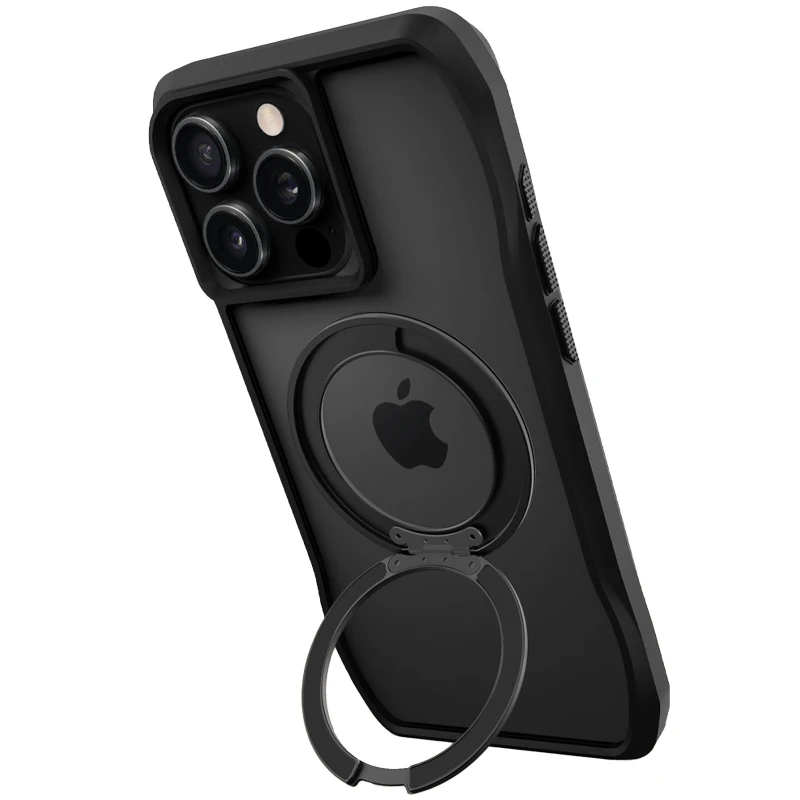 TPU+PC чехол Space Octagon MagSafe with aluminium ring для Apple iPhone 16 Pro – Black. Фото 4 из 6