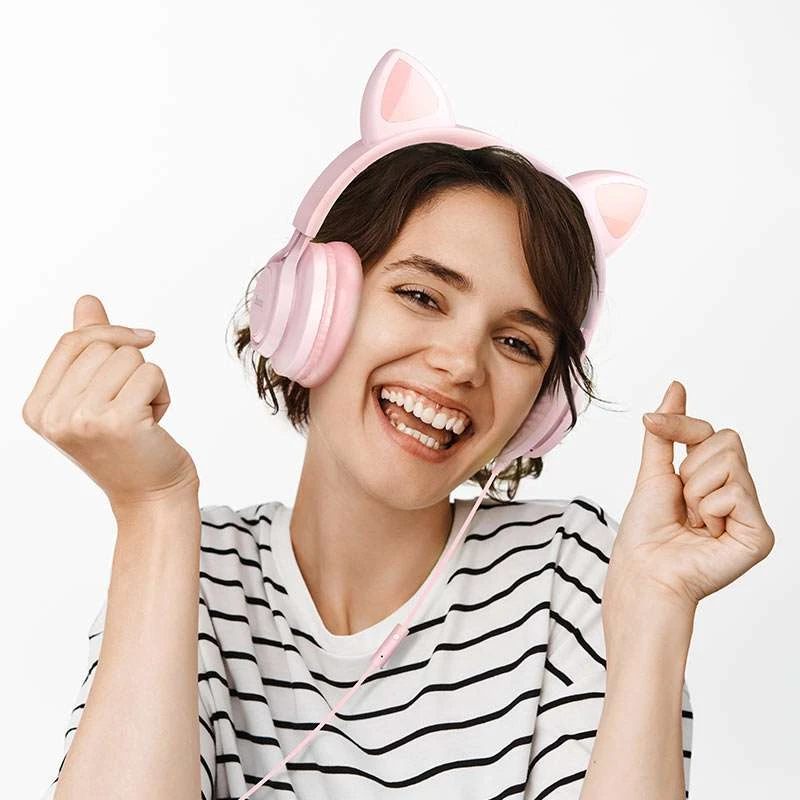Наушники Hoco W36 Cat ear – Pink. Фото 3 из 3