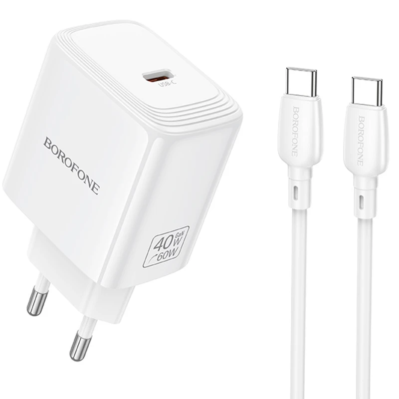 МЗП Borofone BN33 Fuente PD40W (1USB-C) + кабель Type-C to Type-C фото 1 з 1