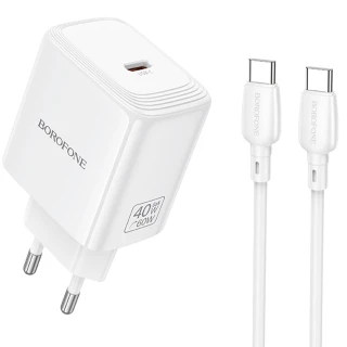 МЗП Borofone BN33 Fuente PD40W (1USB-C) + кабель Type-C to Type-C фото 1 з 1