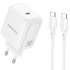 МЗП Borofone BN33 Fuente PD40W (1USB-C) + кабель Type-C to Type-C – White. Фото 1 з 6