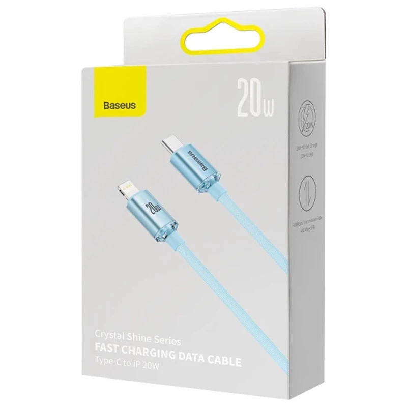 Дата кабель Baseus Crystal Shine Series Type-C to Lightning 20W (1.2m) (CAJY00020) – Sky Blue. Фото 7 з 7