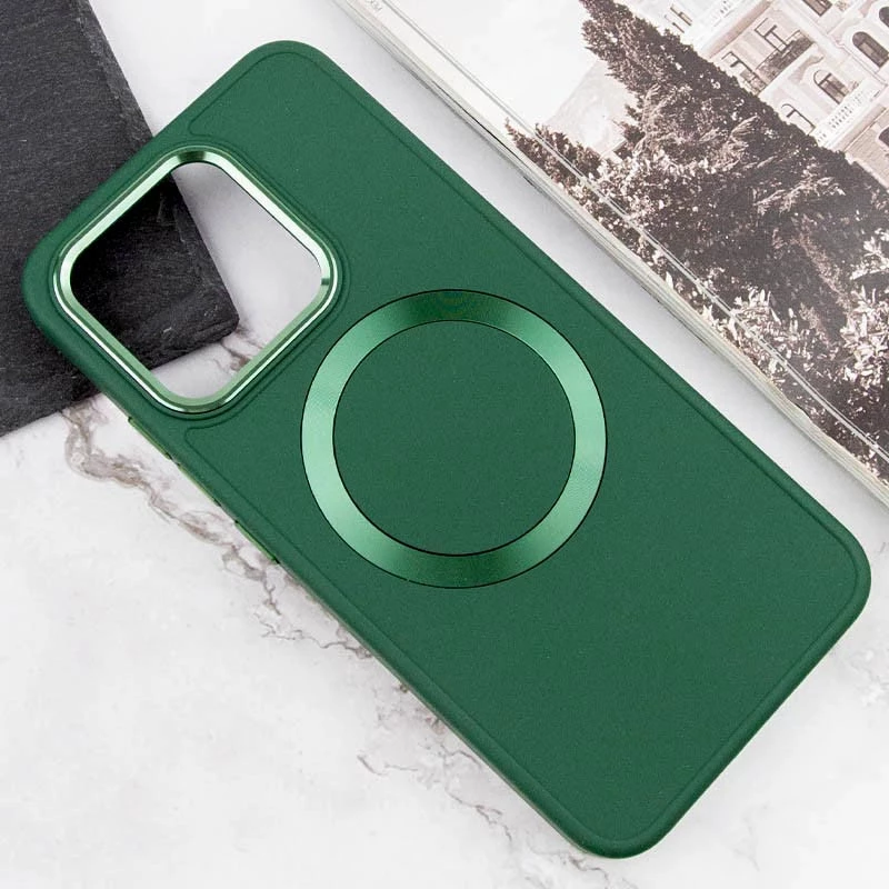 TPU чохол Bonbon з металевими кнопками та MagSafe на Xiaomi Redmi Note 13 Pro+ – Зелений / Pine green. Фото 8 з 10