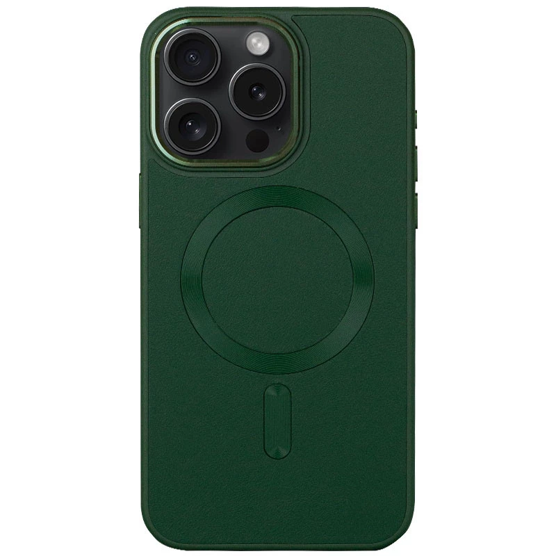 

Шкіряний чохол Bonbon з металевими кнопками та MagSafe на Apple iPhone 14 Pro (6.1") (Зелений / Pine green)