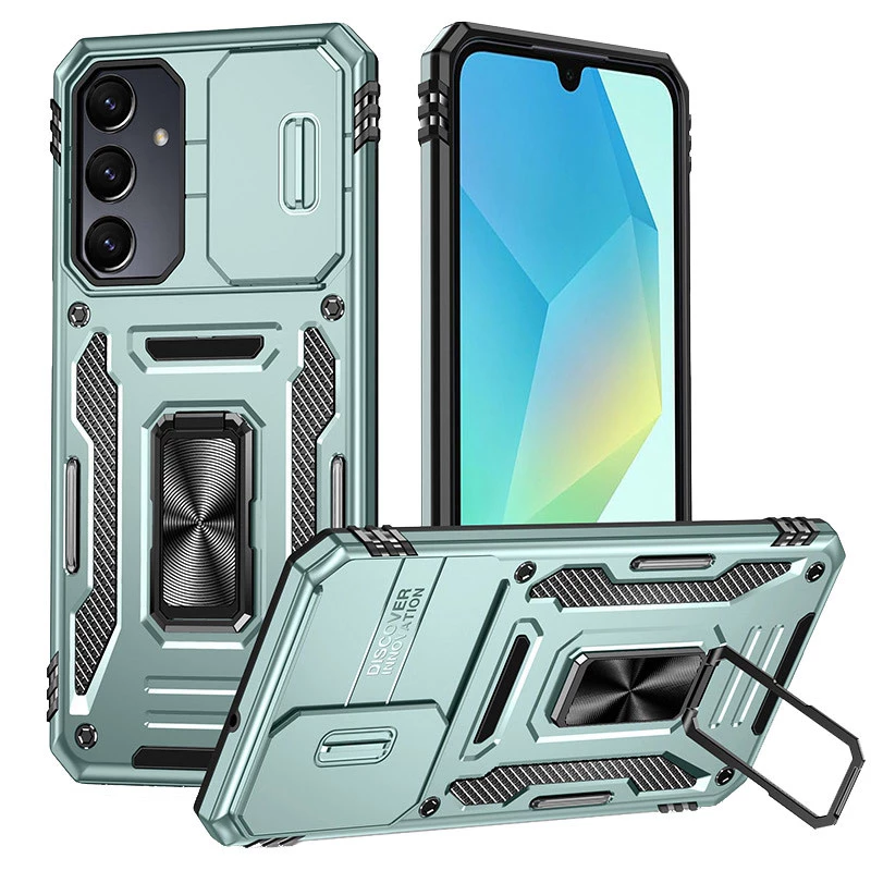 Ударостійкий чохол Square Ring зi шторкою на камеру на Samsung Galaxy A36 5G – Зелений / Light Green. Фото 1 з 15