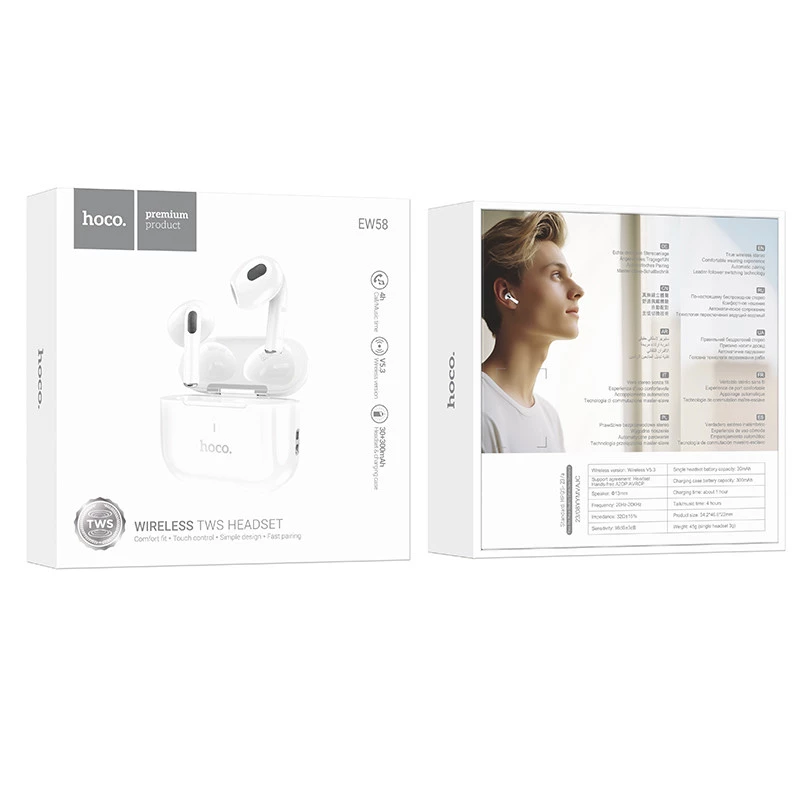 Беспроводные TWS наушники Hoco EW58 – White. Фото 2 из 8