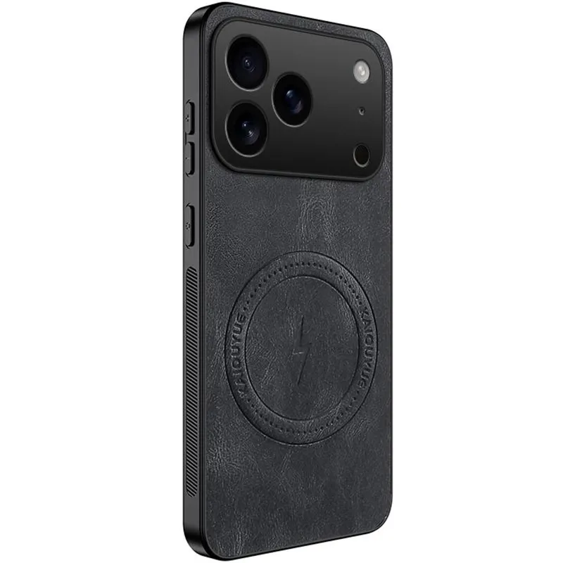 TPU+PC чохол Nappa Texture Magnetic Case для Apple iPhone 17 Pro (6.3") – Black. Фото 1 з 1