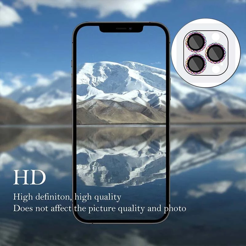 Защитное стекло Metal Shine на камеру для Apple iPhone 13 Pro (6.1") – Сиреневый / Rainbow. Фото 8 из 8