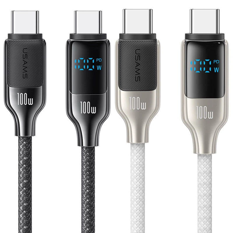 Дата кабель Usams US-SJ742 Digital Display HX Ser. Type-C to Type-C 100W (1.2m) фото 1 з 1