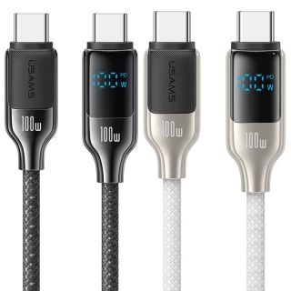 Дата кабель Usams US-SJ742 Digital Display HX Ser. Type-C to Type-C 100W (1.2m) фото 1 з 1