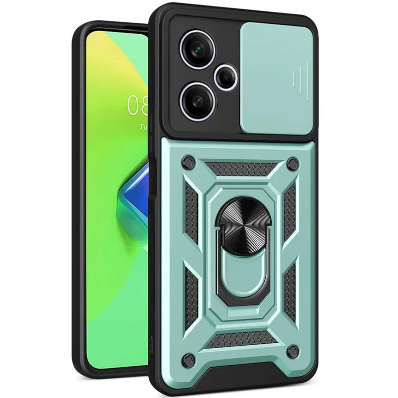 Ударопрочный чехол Ummi Camshield Serge Ring (in box) для Xiaomi Poco M6 Pro 5G – Зеленый. Фото 1 из 3