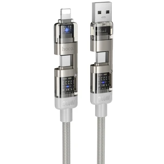 Дата кабель Hoco U151 Goldsmith 4in1 Type-C to Lightning/Type-C to USB 240W (1.2m) фото 1 з 4