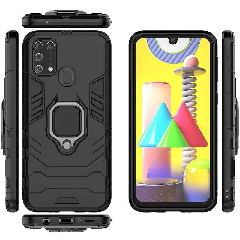 Противоударный чехол Transformer с кольцом для Samsung Galaxy M30s / M21 – Черный / Soul Black. Фото 2 из 7
