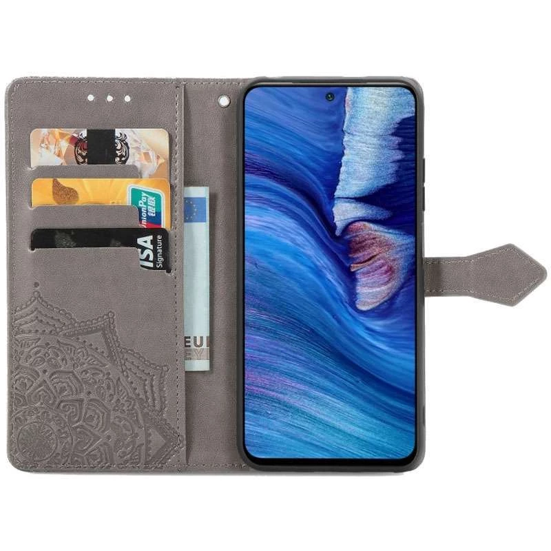 Кожаный чехол-книжка Art Case с визитницей для Xiaomi Redmi Note 10 5G – Серый. Фото 3 из 5