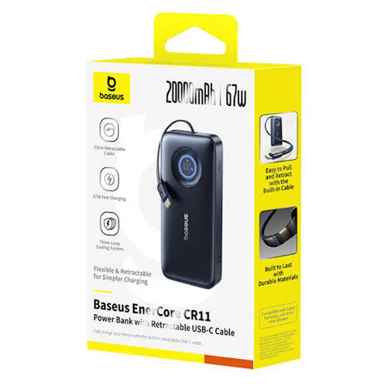 Портативное ЗУ Power Bank Baseus EnerCore CR11 PD67W with cable 20000 mAh (PPNMS) – Cosmic Black. Фото 2 из 5