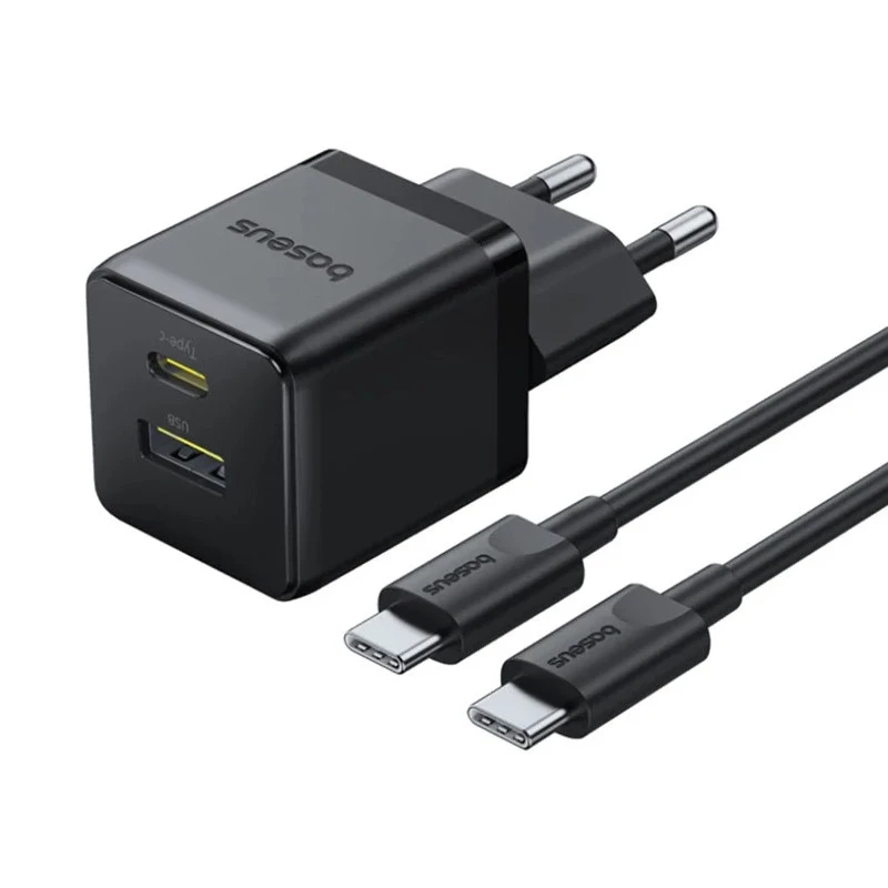СЗУ Baseus Palm Fast Charger 30W (1USB-A/1C) + кабель Type-C to Type-C (P1011160A) – Cluster Black. Фото 1 из 6