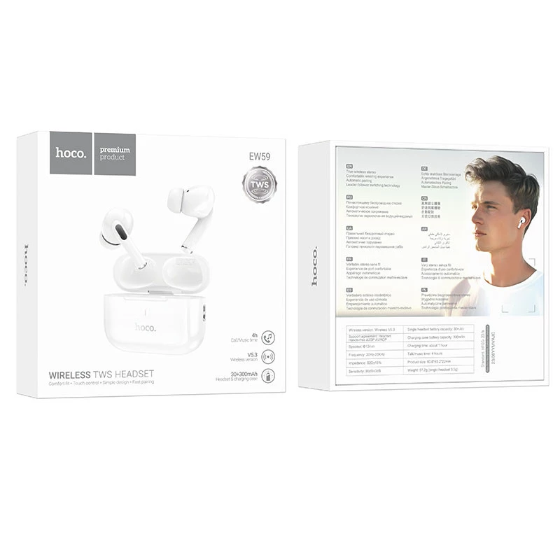 Бездротові TWS навушники Hoco EW59 – White. Фото 6 з 6