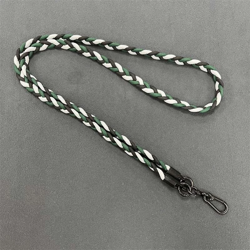 Плетенный шнурок (5мм) 120см – Dark Green / Black / White. Фото 3 из 3