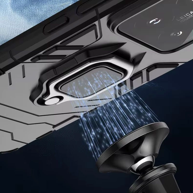 Протиударний чохол Transformer з кільцем на Xiaomi 14 Pro – Чорний / Soul Black. Фото 5 з 8