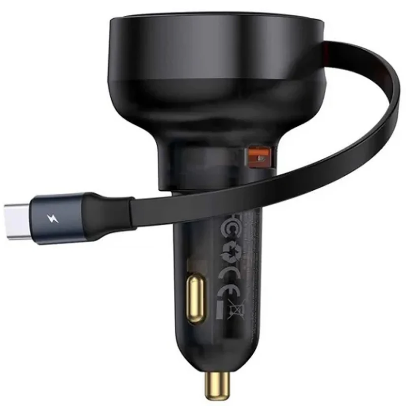 АЗП Baseus Enjoyment Pro PD60W+QC3.0 with retractable cable (1USB-A/1C) (C000578) фото 1 з 1