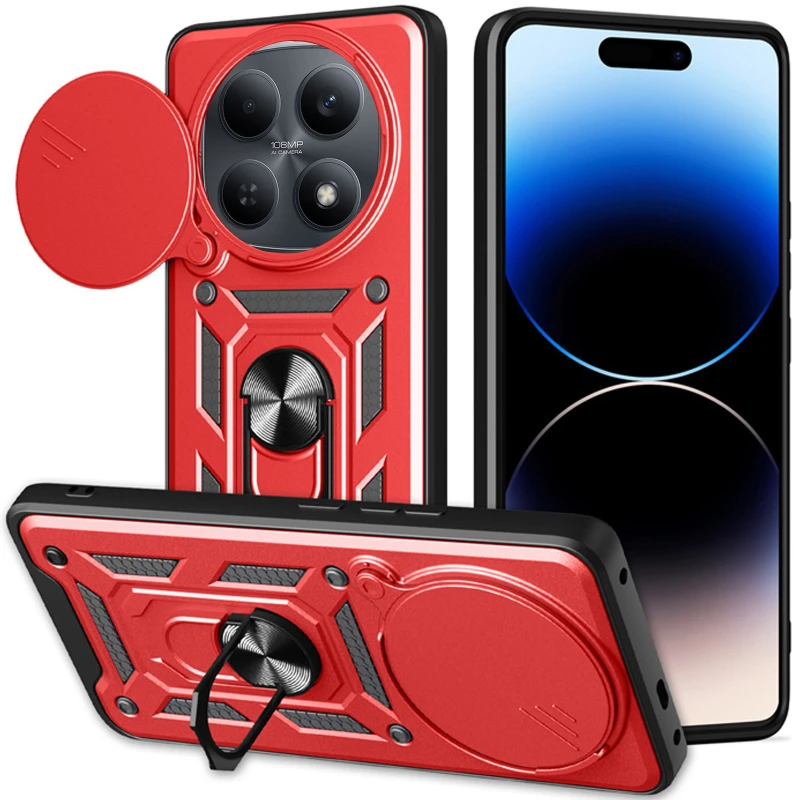 Ударопрочный чехол Ummi Camshield Serge Ring (in box) для Xiaomi Redmi Note 15 4G/5G (EU) – Красный / Red. Фото 2 из 3