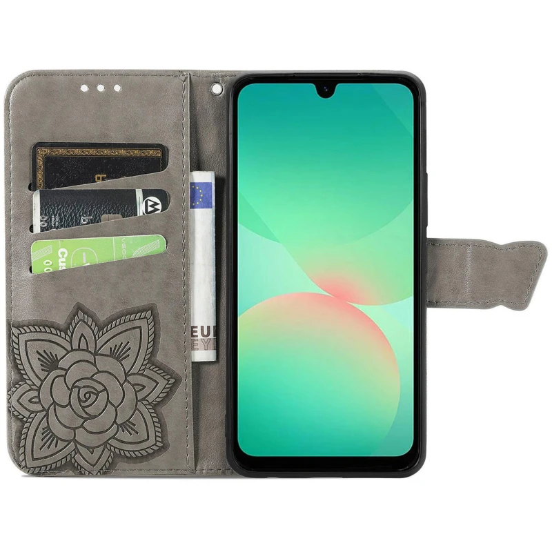 Кожаный чехол-книжка Butterfly Pattern для Samsung Galaxy A36 5G – Gray. Фото 3 из 4