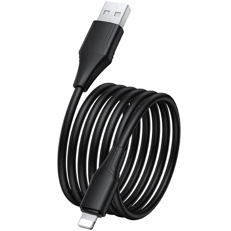 Дата кабель Hoco X124 Bien silicone USB to Lightning 2.4A (1m) – Black. Фото 2 из 4