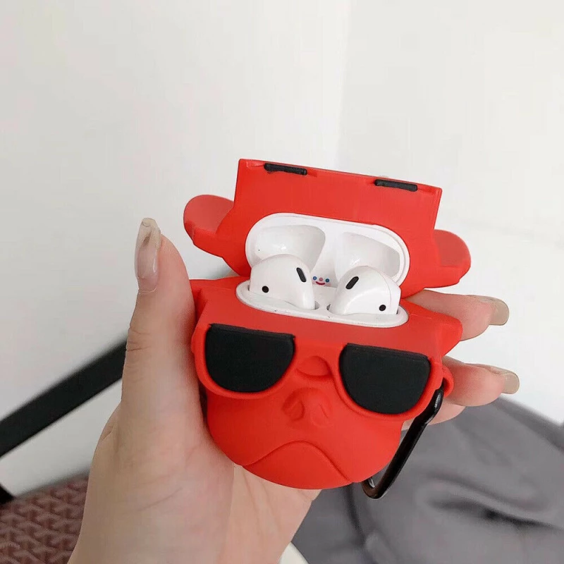 Силіконовий футляр Brand для навушників AirPods 1/2 + карабін – Karl Lagerfeld red. Фото 3 з 5