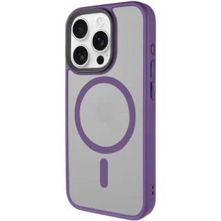 TPU+PC чехол Metal Buttons with Magnetic Fit для Apple iPhone 15 Pro Max (6.7") — Темно-фиолетовый / Dark Purple