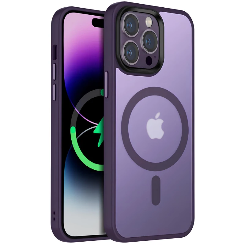 Чехол Colorful Metal Buttons MagSafe для Apple iPhone 14 Pro (6.1") – Dark Purple. Фото 1 из 1