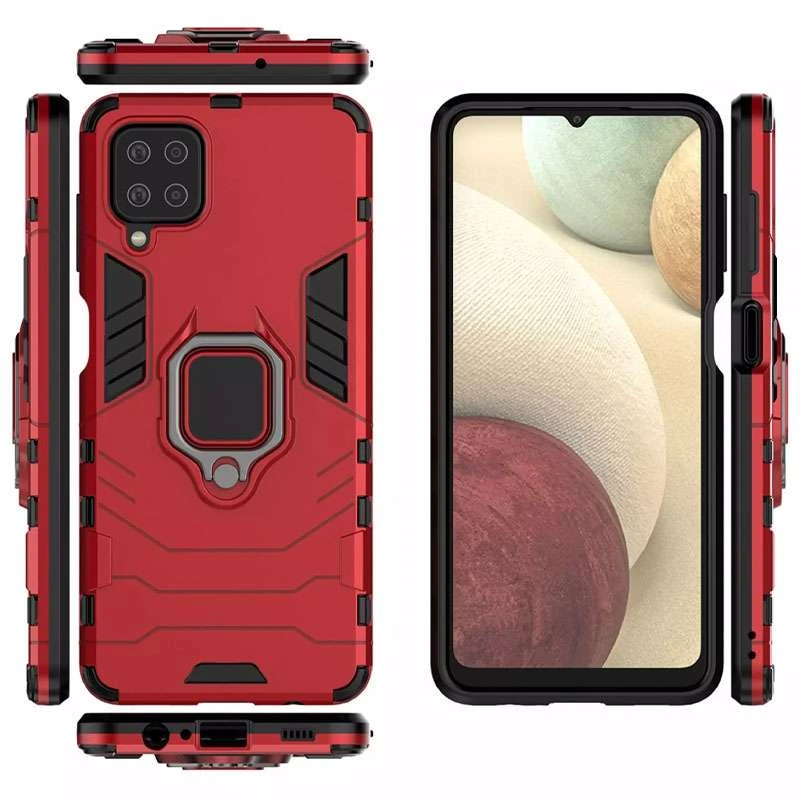 Протиударний чохол Transformer з кільцем на Samsung Galaxy A12 – Червоний / Dante Red. Фото 4 з 6
