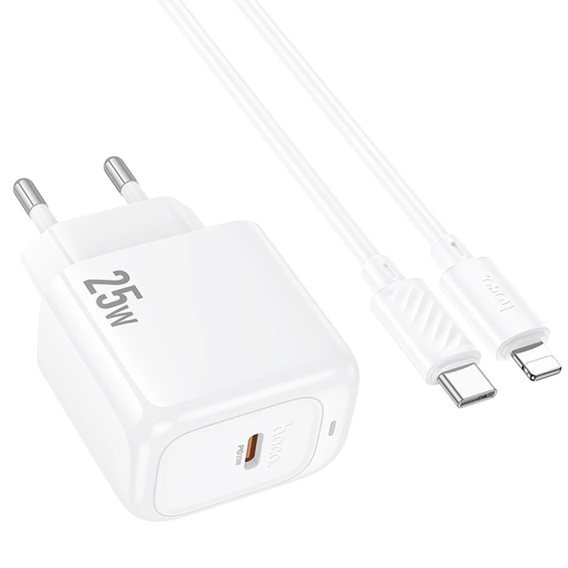МЗП Hoco CS53A Surplus PD25W (1USB-C) + Type-C to Lightning – White. Фото 3 з 8