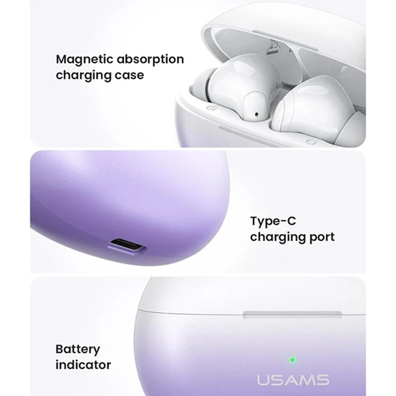 Бездротові TWS навушники Usams-XD19 X-don Series BT 5.3 – Gradient Purple. Фото 2 з 8