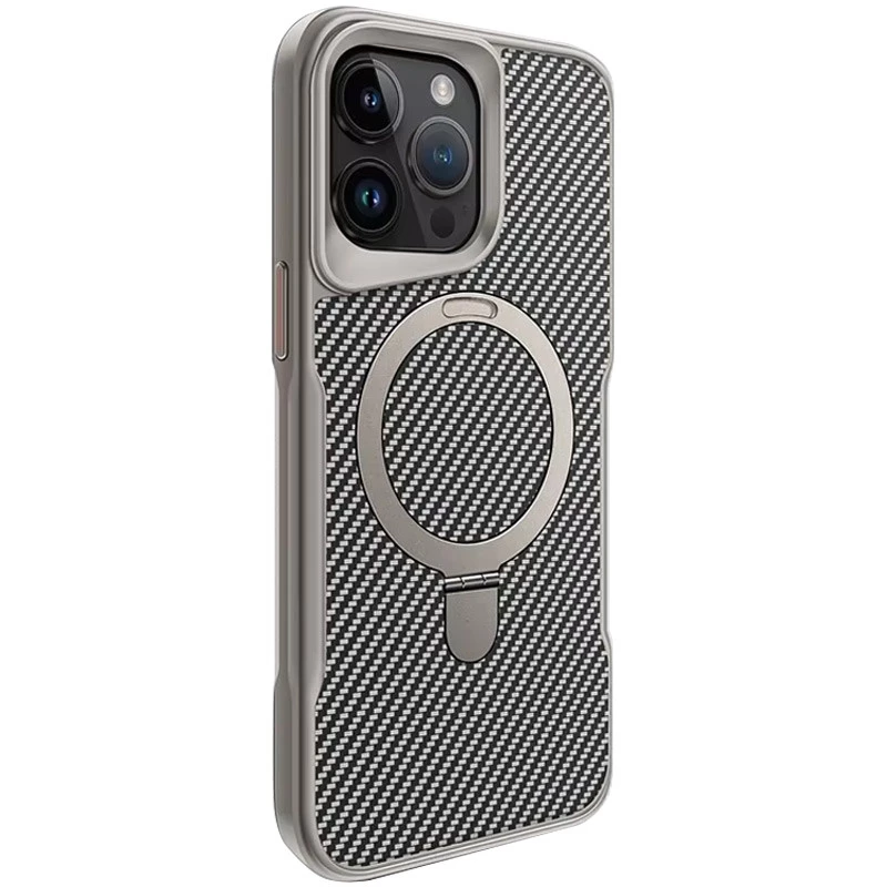 

Кольоровий TPU+PC з металевими кнопками , кільцем та MagSafe для Apple iPhone 16 Pro (Сірий)