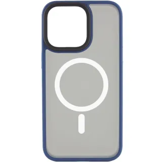 TPU+PC чехол Metal Buttons with Magnetic Fit для Apple iPhone 15 Pro Max (6.7") — Синий / Navy Blue