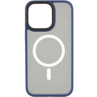 TPU+PC з металевими кнопками та MagSafe на Apple iPhone 12 Pro (6.1") — Синій / Navy Blue