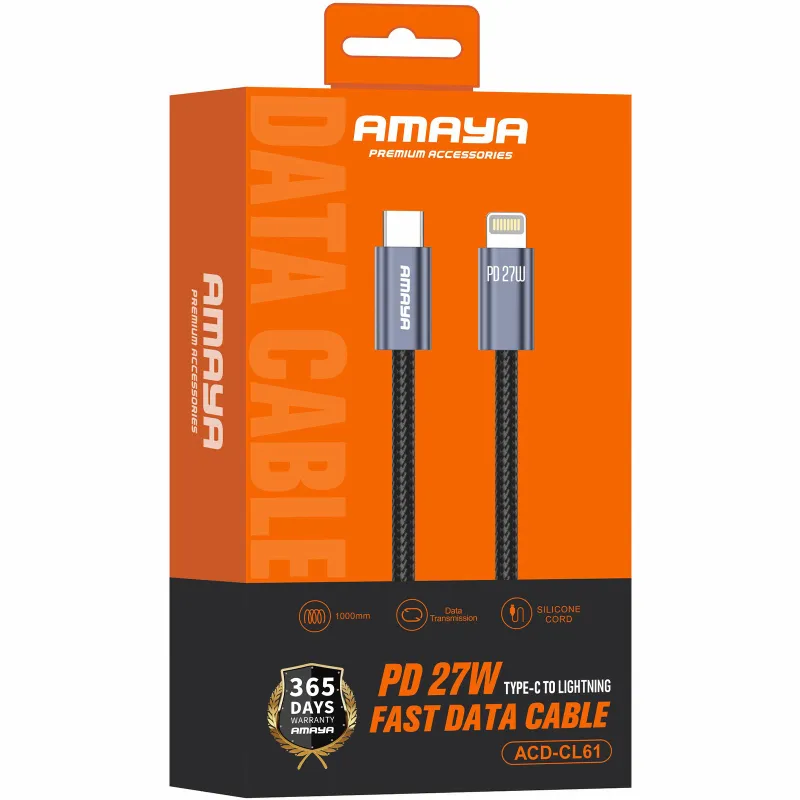Дата кабель Amaya 61CL Type-C to Lightning 27W (1m) – Gray. Фото 2 з 2