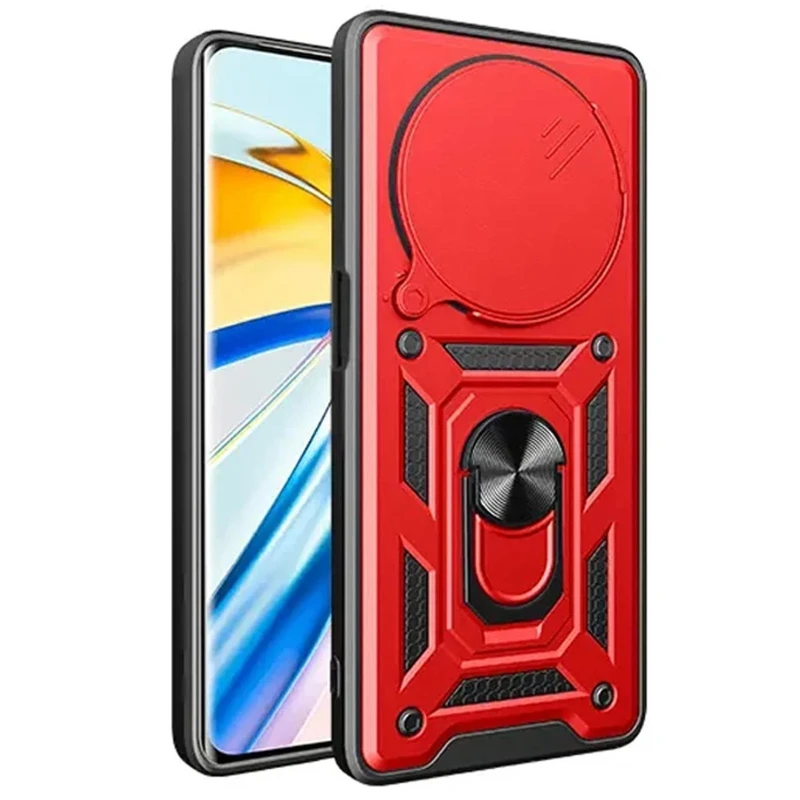 Ударопрочный чехол Ummi Camshield Serge Ring (in box) для Xiaomi Redmi Note 14 Pro+ 5G – Красный / Red. Фото 2 из 2