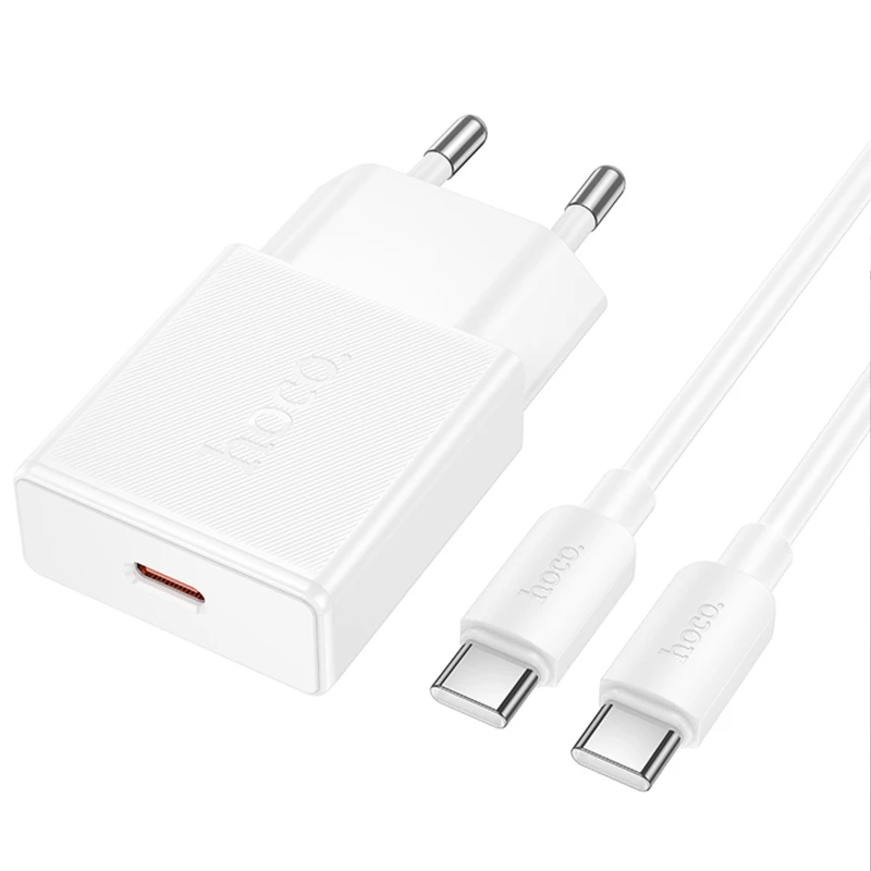 СЗУ Hoco N72 Speed ultra-thin PD20W (1USB-C) + кабель Type-C to Type-C – White. Фото 1 из 4