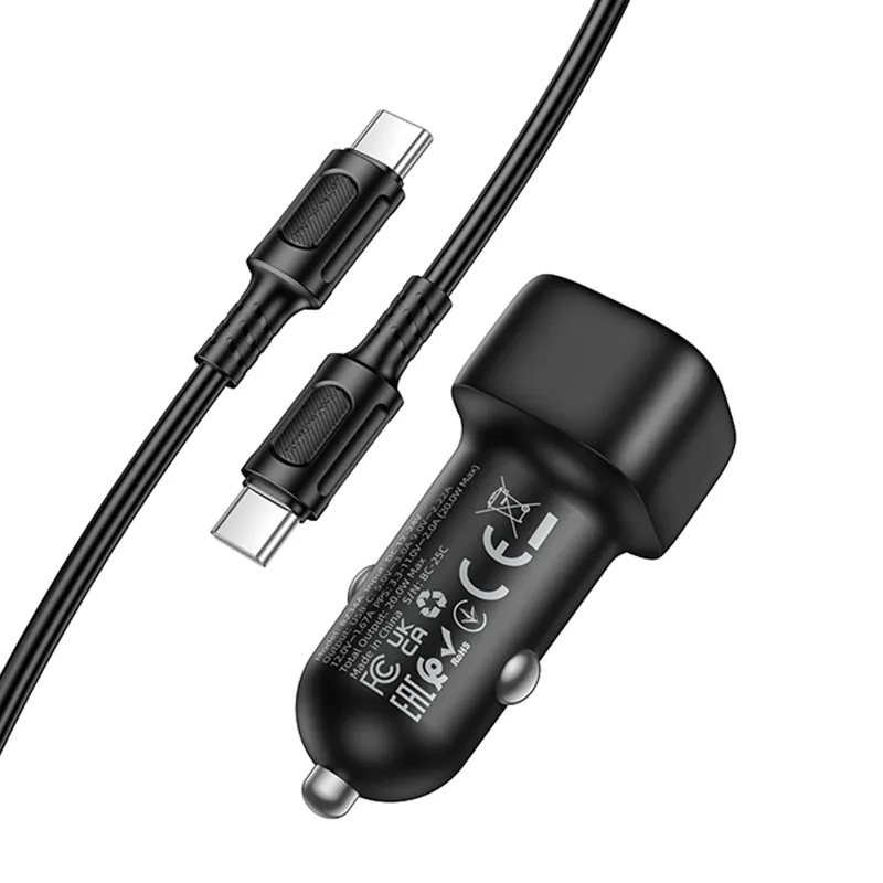 АЗП Borofone BZ34A Cloud PD20W (1USB-C) + кабель Type-C to Type-C – Black. Фото 5 з 5