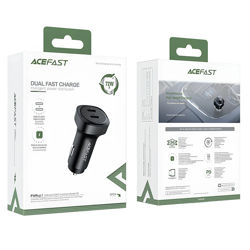 АЗУ Acefast B2 PD36W+PD36W total 72W (2USB-C) – Black. Фото 4 из 4