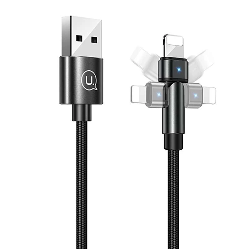 

Дата кабель USAMS US-SJ476 U60 Rotatable USB to Lightning (1m) (Чорний)